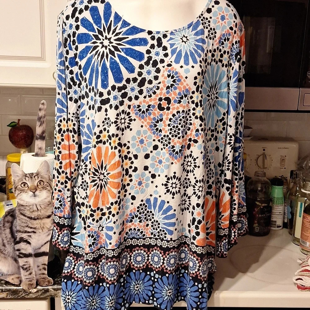 Womens Ruby Rd casual stretch 3/4 sleeve plus size top 3X